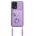 For Xiaomi Redmi Note 12 Turbo Organ Card Bag Ring Holder Phone Case with Long Lanyard(Purple)