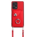 For Xiaomi Redmi Note 12 Turbo Organ Card Bag Ring Holder Phone Case with Long Lanyard(Red)