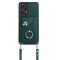 For Xiaomi Redmi Note 12 Turbo Organ Card Bag Ring Holder Phone Case with Long Lanyard(Green)