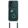 For Xiaomi Redmi Note 12S 4G Global Organ Card Bag Ring Holder Phone Case with Long Lanyard(Green)