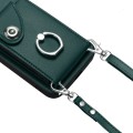 For Xiaomi Redmi 13C 4G / Poco C65 Organ Card Bag Ring Holder Phone Case with Long Lanyard(Green)