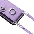 For Xiaomi Redmi 13C 5G / Redmi 13R Organ Card Bag Ring Holder Phone Case with Long Lanyard(Purple)