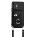 For Xiaomi Redmi 13C 5G / Redmi 13R Organ Card Bag Ring Holder Phone Case with Long Lanyard(Black)