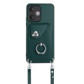 For Xiaomi Redmi 13C 5G / Redmi 13R Organ Card Bag Ring Holder Phone Case with Long Lanyard(Green)