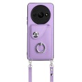 For Xiaomi Redmi A3 4G Organ Card Bag Ring Holder Phone Case with Long Lanyard(Purple)