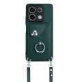 For Xiaomi Redmi Note 13 5G Global Organ Card Bag Ring Holder Phone Case with Long Lanyard(Green)