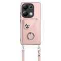 For Xiaomi Redmi Note 13 Pro 4G Global Organ Card Bag Ring Holder Phone Case with Long Lanyard(Pink)