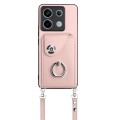 For Xiaomi Redmi Note 13 Pro 5G Global Organ Card Bag Ring Holder Phone Case with Long Lanyard(Pink)