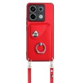 For Xiaomi Redmi Note 13 Pro 5G Global Organ Card Bag Ring Holder Phone Case with Long Lanyard(Red)