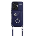 For Xiaomi Redmi Note 13 Pro+ Organ Card Bag Ring Holder Phone Case with Long Lanyard(Blue)