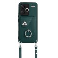 For Xiaomi Redmi Note 13 Pro+ Organ Card Bag Ring Holder Phone Case with Long Lanyard(Green)