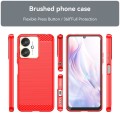 For Xiaomi Poco M6 Brushed Texture Carbon Fiber TPU Phone Case(Red)