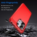 For Xiaomi Redmi Note 13 4G Global Brushed Texture Carbon Fiber TPU Phone Case(Red)