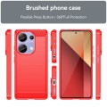 For Xiaomi Redmi Note 13 Pro 4G Global Brushed Texture Carbon Fiber TPU Phone Case(Red)