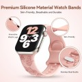 For Apple Watch SE 2023 44mm Butterfly Flower Embossed Silicone Watch Band(Retro Rose)