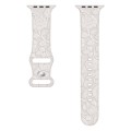 For Apple Watch SE 2023 44mm Rose Embossed Silicone Watch Band(Starlight)