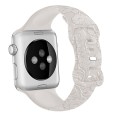 For Apple Watch SE 2023 44mm Rose Embossed Silicone Watch Band(Starlight)