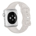 For Apple Watch Series 9 41mm Rose Embossed Silicone Watch Band(Starlight)