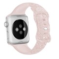 For Apple Watch Series 3 42mm Rose Embossed Silicone Watch Band(Pink)