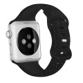 For Apple Watch Series 2 42mm Rose Embossed Silicone Watch Band(Black)