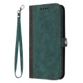 For Tecno Spark 20 Side Buckle Double Fold Hand Strap Leather Phone Case(Dark Green)