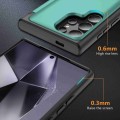For Samsung Galaxy S22 Ultra 5G 3 in 1 Flip Holder Phone Case(Cyan)