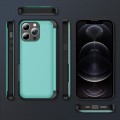 For iPhone 12 Pro Max 3 in 1 Flip Holder Phone Case(Cyan)