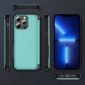 For iPhone 13 Pro Max 3 in 1 Flip Holder Phone Case(Cyan)