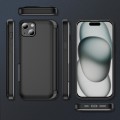 For iPhone 15 3 in 1 Flip Holder Phone Case(Black)