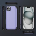For iPhone 15 3 in 1 Flip Holder Phone Case(Light Purple)