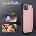 For iPhone 14 Plus 3 in 1 Flip Holder Phone Case(Pink)