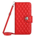 For Nokia G22 Rhombic Texture Flip Leather Phone Case with Long Lanyard(Red)