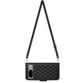 For Google Pixel 8a Rhombic Texture Flip Leather Phone Case with Long Lanyard(Black)