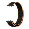 For Samsung Galaxy Fit 3 Woven Nylon Loop Watch Band(Black Orange)