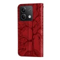 For Xiaomi Redmi Note 13 4G Life Tree Embossing Pattern Leather Phone Case(Red)