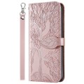 For Xiaomi Redmi Note 13 4G Life Tree Embossing Pattern Leather Phone Case(Rose Gold)