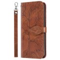 For Xiaomi Redmi Note 13 4G Life Tree Embossing Pattern Leather Phone Case(Brown)
