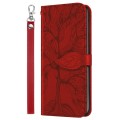 For Xiaomi Redmi Note 13 5G Life Tree Embossing Pattern Leather Phone Case(Red)