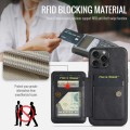 For iPhone 15 Pro Max Fierre Shann Oil Wax Cow Leather Card Holder Back Phone Case(Black)