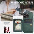 For iPhone 15 Pro Max Fierre Shann Oil Wax Cow Leather Card Holder Back Phone Case(Green)