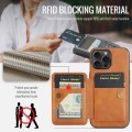 For iPhone 15 Pro Fierre Shann Oil Wax Cow Leather Card Holder Back Phone Case(Brown)