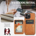 For iPhone 13 Pro Fierre Shann Oil Wax Cow Leather Card Holder Back Phone Case(Brown)
