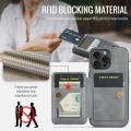 For iPhone 12 Pro Max Fierre Shann Oil Wax Cow Leather Card Holder Back Phone Case(Grey)