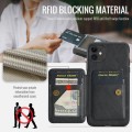 For iPhone 11 Pro Max Fierre Shann Oil Wax Cow Leather Card Holder Back Phone Case(Black)
