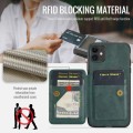 For iPhone 11 Pro Max Fierre Shann Oil Wax Cow Leather Card Holder Back Phone Case(Green)