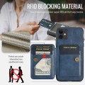 For iPhone 11 Pro Max Fierre Shann Oil Wax Cow Leather Card Holder Back Phone Case(Blue)