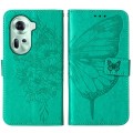 For OPPO Reno11 5G Global Embossed Butterfly Leather Phone Case(Green)