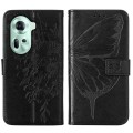 For OPPO Reno11 5G Global Embossed Butterfly Leather Phone Case(Black)
