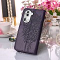 For OPPO Reno11 Pro 5G Global Embossed Butterfly Leather Phone Case(Dark Purple)