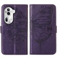 For OPPO Reno11 Pro 5G Global Embossed Butterfly Leather Phone Case(Dark Purple)